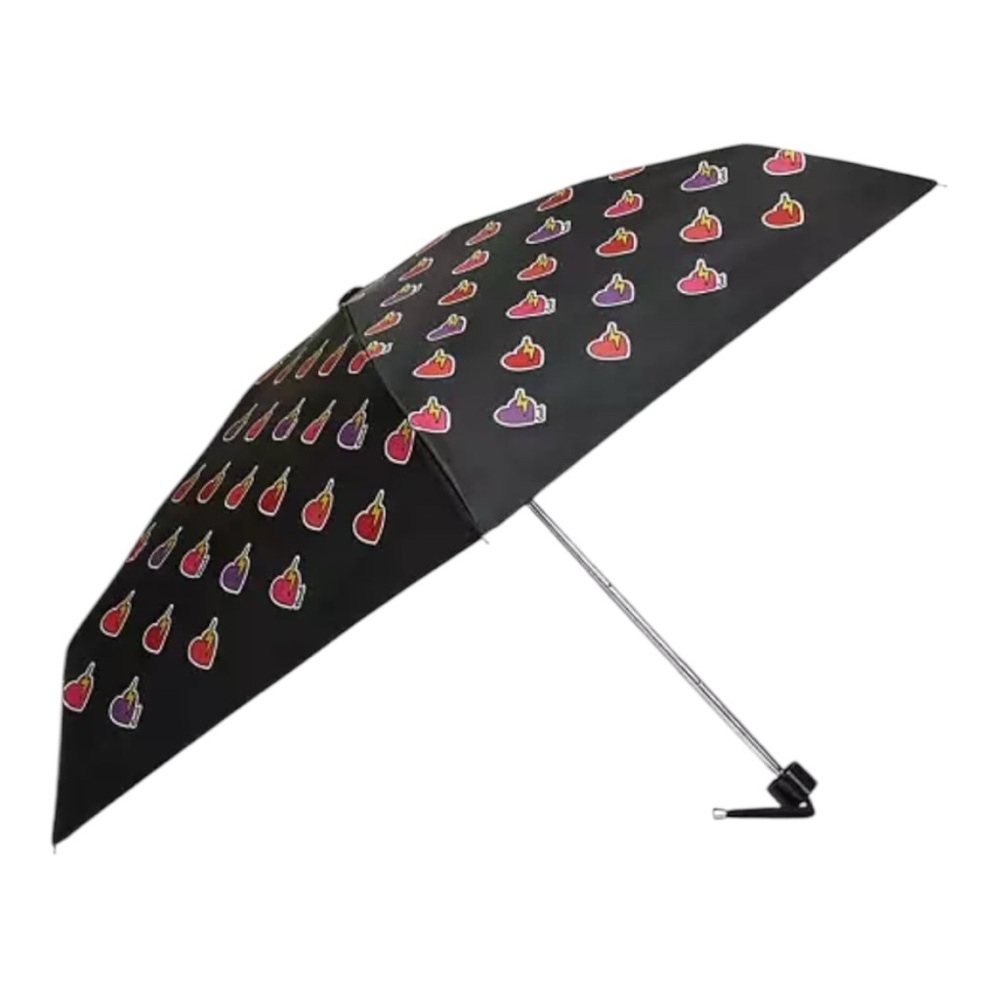 Coach Women's UV Protection Mini Umbrella Black with Hearts